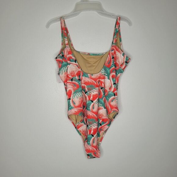 Old Navy all over print flamingo square neck one piece padded swimsuit size med - Picture 3 of 7
